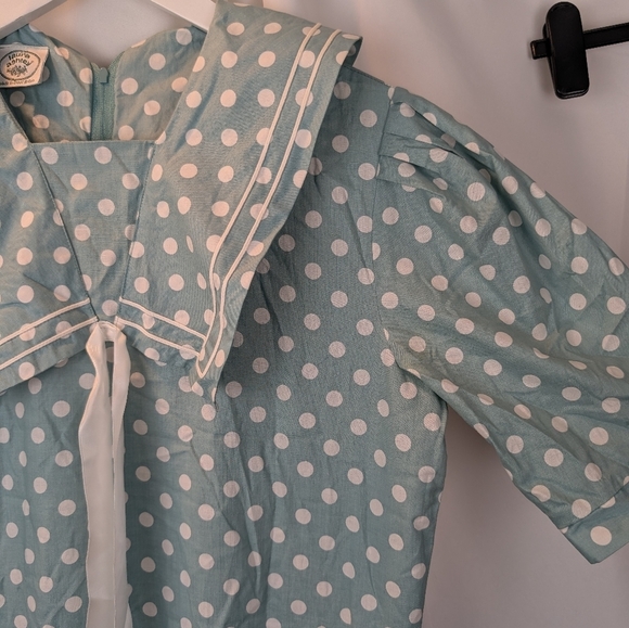 Laura Ashley Vintage Blue Polka Dot Sailor Dress Size 12 In EUC - Picture 5 of 14